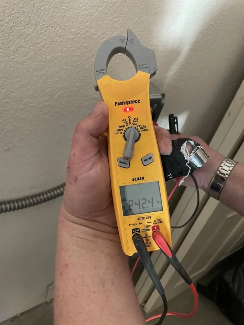 Voltage testing with clamp meter during Generator Installation in Tunkhannock